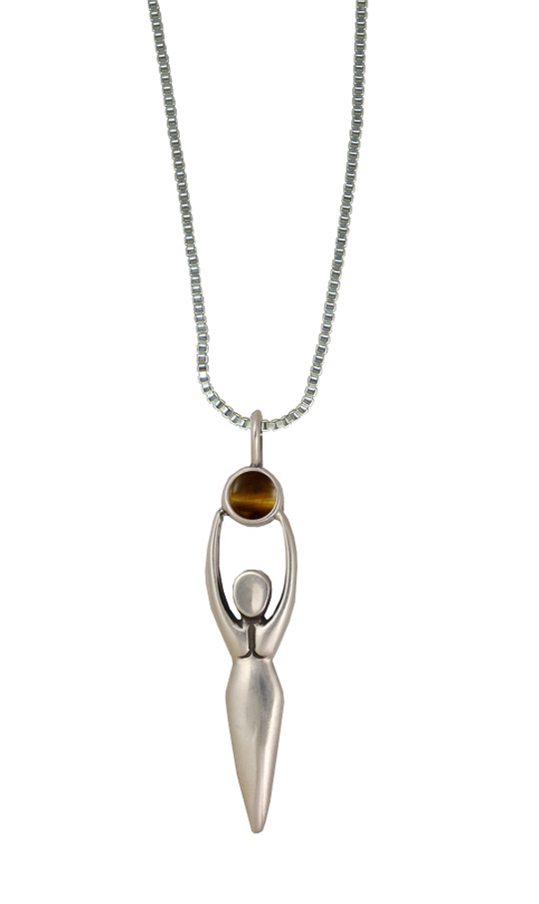 Sterling Silver Women Pendant With Tiger Eye